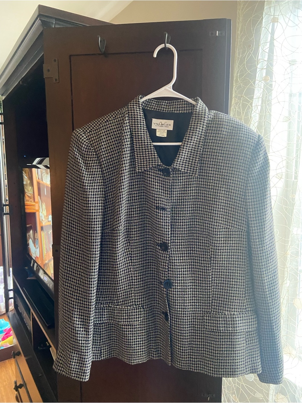 Villager Black & White Houndstooth Blazer Jacket